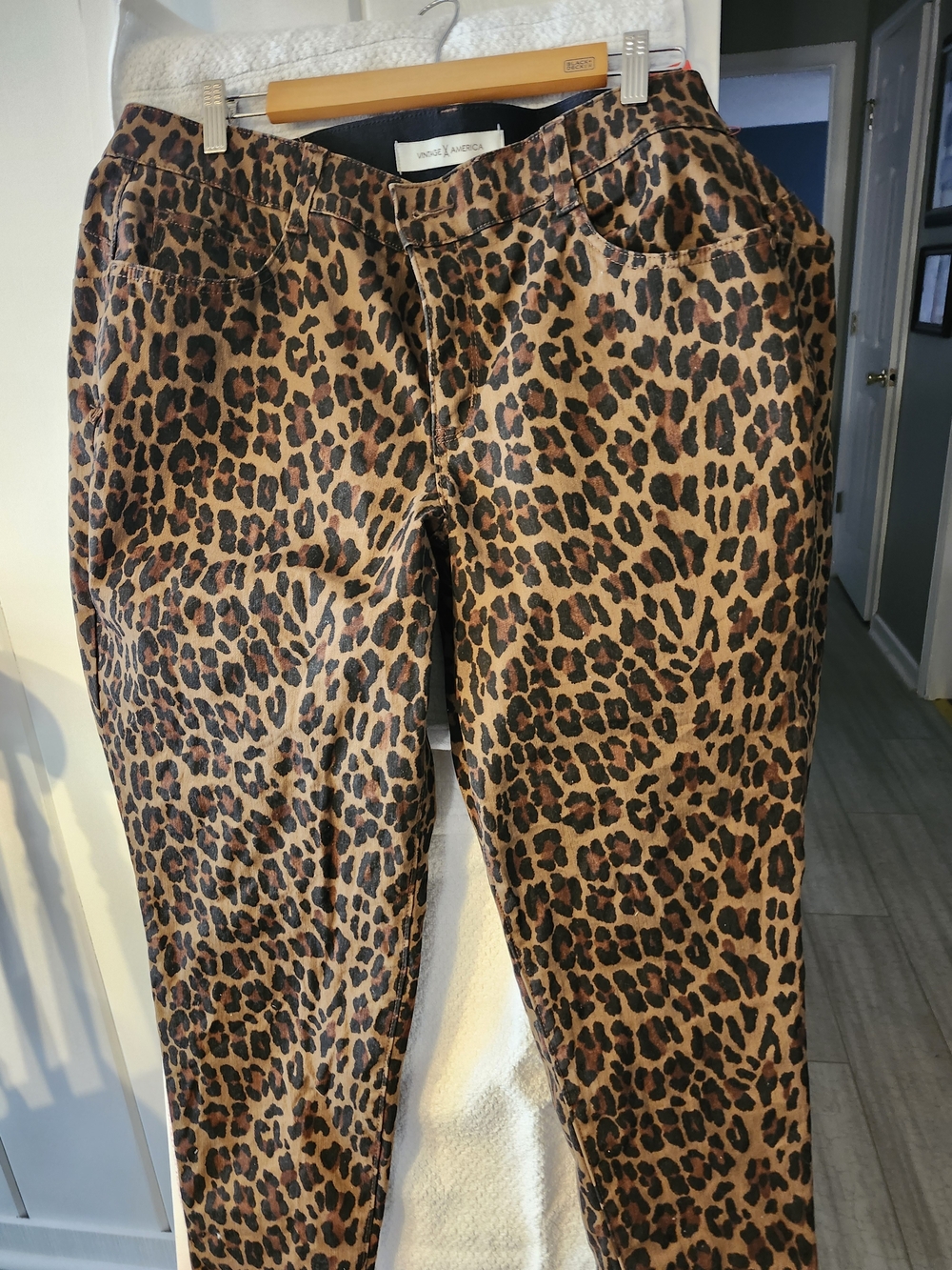 Vintage America Windsor Brown and Black Leopard Print Skinny Pants